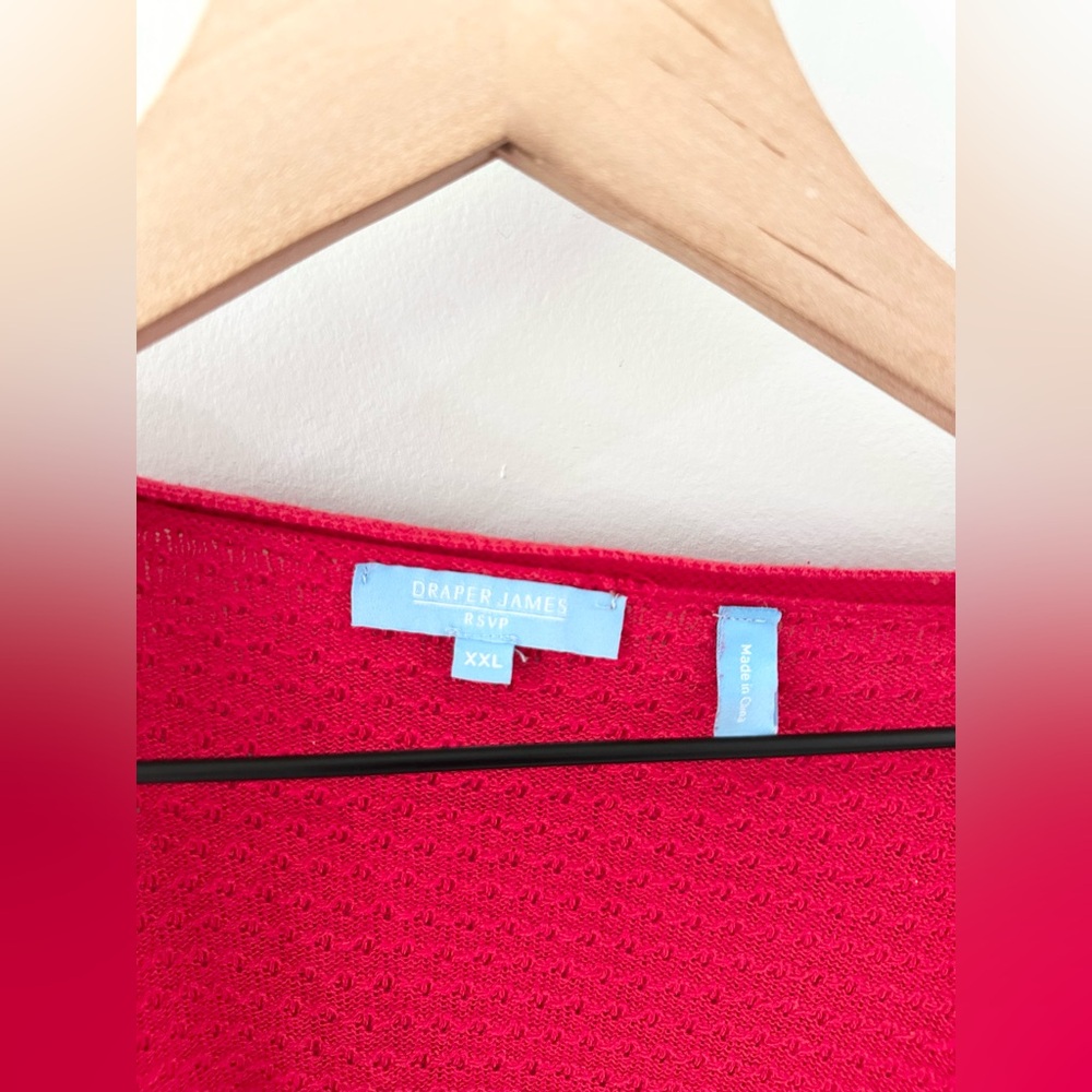 Draper James RSVP V-Neck Textured Cardigan Red Size XXL - Picture 5 of 6